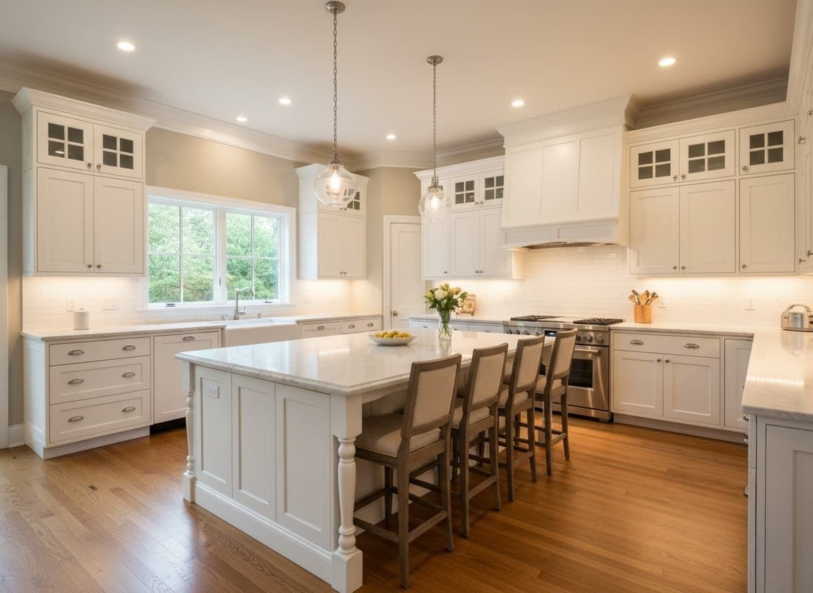 White Shaker transitional kitchen design